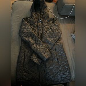 North Face Down Black Quilted Hooded Jacket